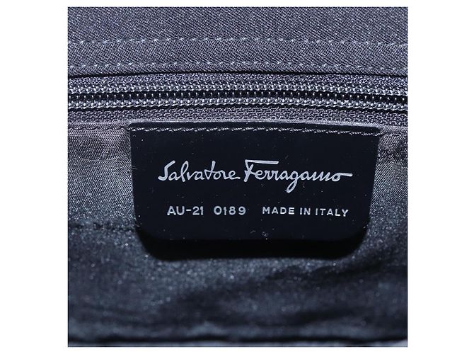 Borsa a Spalla Vala in Tela Nera Argento Auth BA7986 di Salvatore Ferragamo Nero - vista 11