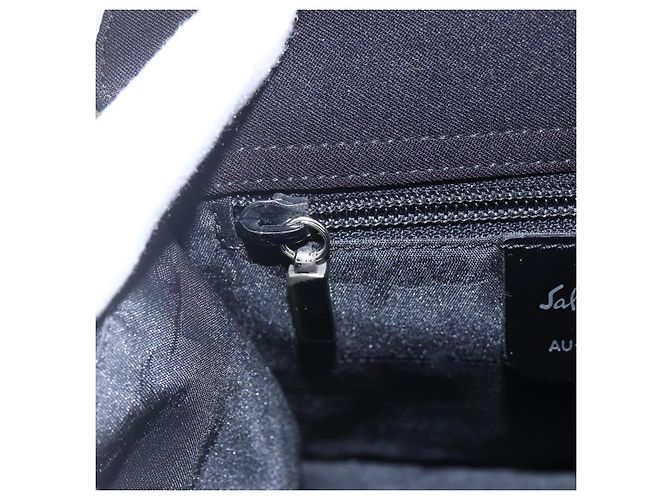 Borsa a Spalla Vala in Tela Nera Argento Auth BA7986 di Salvatore Ferragamo Nero - vista 17