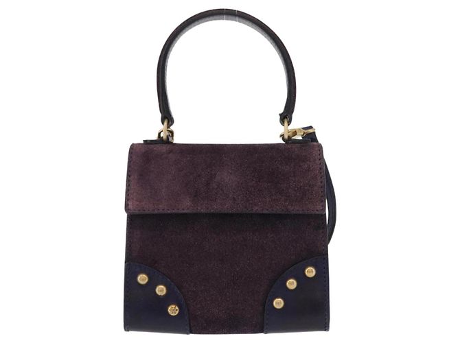 Céline Borsa a Mano CELINE Camoscio 2 in 1 Viola Oro Auth 153983 D'oro Porpora - vista 13