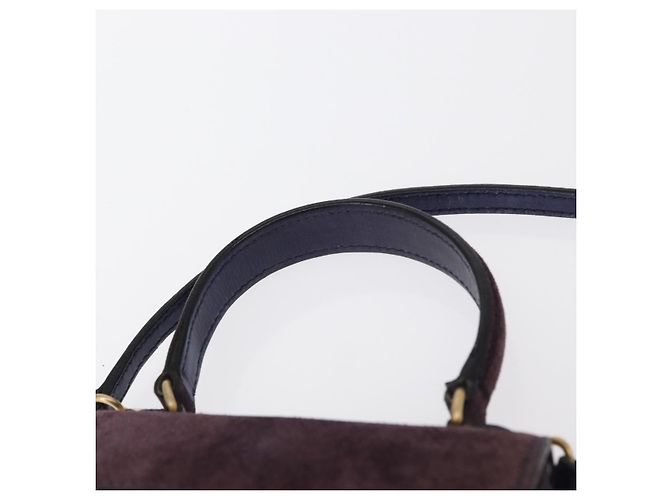 Céline Borsa a Mano CELINE Camoscio 2 in 1 Viola Oro Auth 153983 D'oro Porpora - vista 14