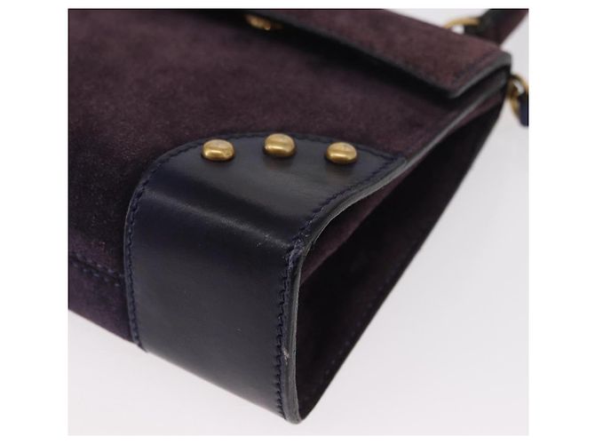 Céline Borsa a Mano CELINE Camoscio 2 in 1 Viola Oro Auth 153983 D'oro Porpora - vista 16