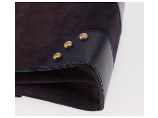Céline Borsa a Mano CELINE Camoscio 2 in 1 Viola Oro Auth 153983 D'oro Porpora - vista 17