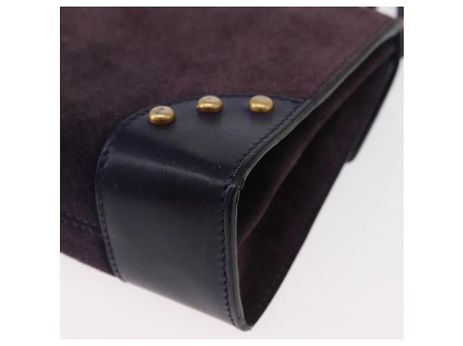 Céline Borsa a Mano CELINE Camoscio 2 in 1 Viola Oro Auth 153983 D'oro Porpora - vista 18