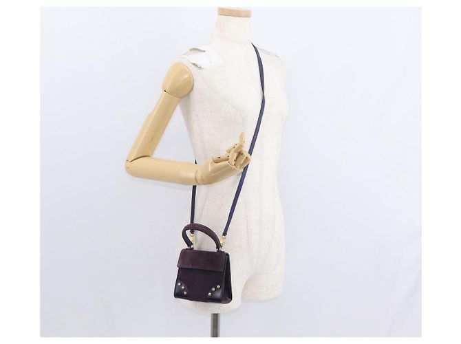 Céline Borsa a Mano CELINE Camoscio 2 in 1 Viola Oro Auth 153983 D'oro Porpora - vista 22