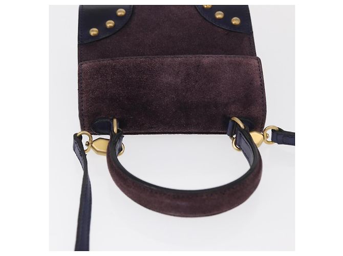 Céline Borsa a Mano CELINE Camoscio 2 in 1 Viola Oro Auth 153983 D'oro Porpora - vista 6