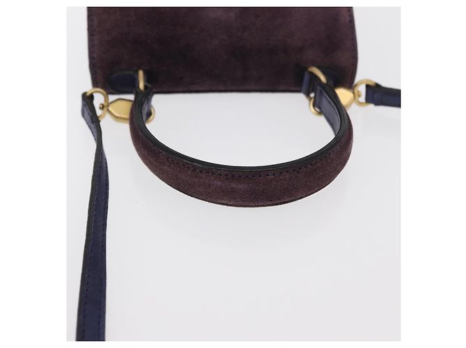 Céline Borsa a Mano CELINE Camoscio 2 in 1 Viola Oro Auth 153983 D'oro Porpora - vista 7