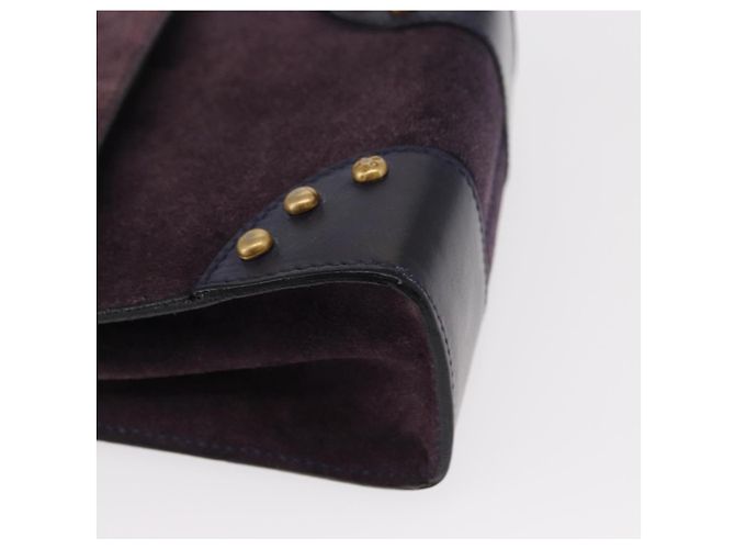Céline Borsa a Mano CELINE Camoscio 2 in 1 Viola Oro Auth 153983 D'oro Porpora - vista 9