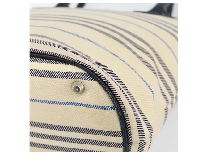Burberry Borsa Tote in Tela Avorio Argento Auth am9747 Crudo - vista 15