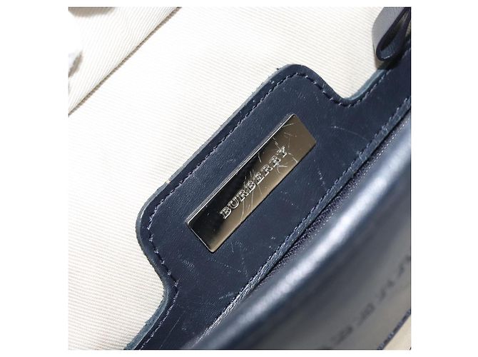Burberry Borsa Tote in Tela Avorio Argento Auth am9747 Crudo - vista 17