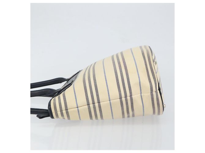 Burberry Borsa Tote in Tela Avorio Argento Auth am9747 Crudo - vista 4