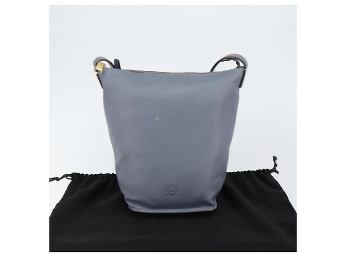 LOEWE Borsa a Spalla Anagramma Pelle Blu Oro Auth mr1567 D'oro - vista 12