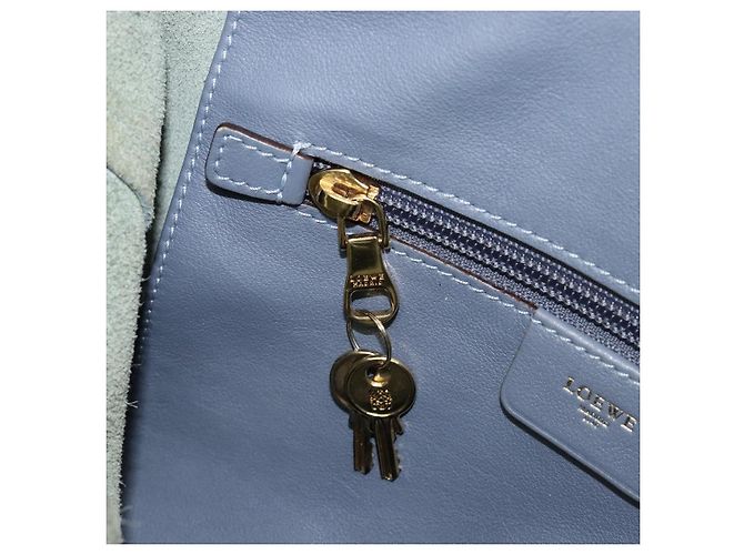 LOEWE Borsa a Spalla Anagramma Pelle Blu Oro Auth mr1567 D'oro - vista 23