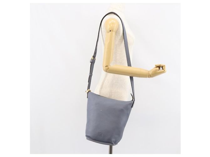 LOEWE Borsa a Spalla Anagramma Pelle Blu Oro Auth mr1567 D'oro - vista 25