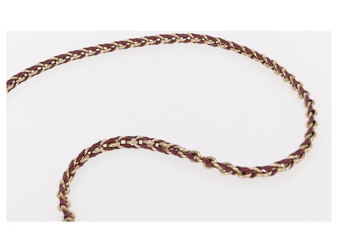 Borsa a Spalla Vala Chain in Pelle Bordeaux e Oro Auth 153977 di Salvatore Ferragamo D'oro Bordò - vista 14