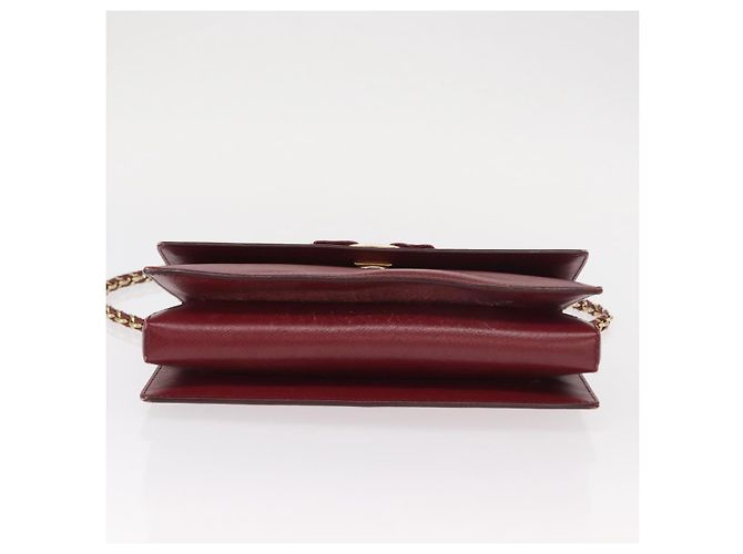 Borsa a Spalla Vala Chain in Pelle Bordeaux e Oro Auth 153977 di Salvatore Ferragamo D'oro Bordò - vista 5