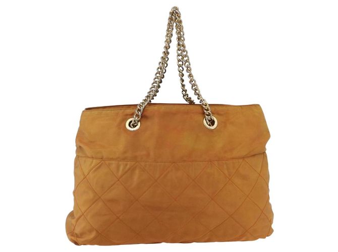 Borsa a Spalla con Catena Prada in Nylon Arancione Oro Auth bs31177 D'oro - vista 2