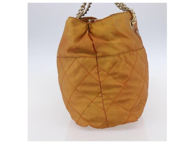 Borsa a Spalla con Catena Prada in Nylon Arancione Oro Auth bs31177 D'oro - vista 3