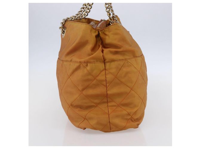 Borsa a Spalla con Catena Prada in Nylon Arancione Oro Auth bs31177 D'oro - vista 4