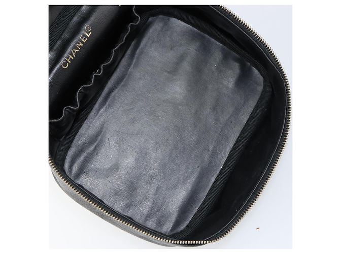 Pochette Vanity CHANEL COCO Mark in Pelle Caviar Nera Oro CC Auth gh1283 Nero D'oro - vista 11