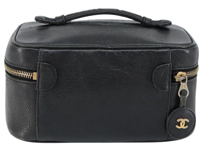 Pochette Vanity CHANEL COCO Mark in Pelle Caviar Nera Oro CC Auth gh1283 Nero D'oro - vista 2