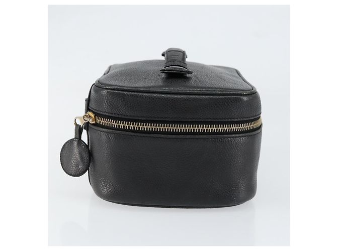 Pochette Vanity CHANEL COCO Mark in Pelle Caviar Nera Oro CC Auth gh1283 Nero D'oro - vista 4