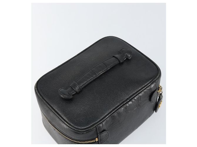 Pochette Vanity CHANEL COCO Mark in Pelle Caviar Nera Oro CC Auth gh1283 Nero D'oro - vista 6