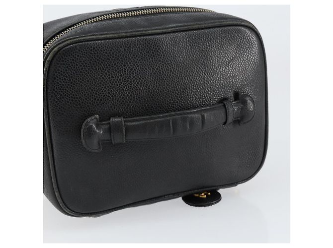 Pochette Vanity CHANEL COCO Mark in Pelle Caviar Nera Oro CC Auth gh1283 Nero D'oro - vista 7