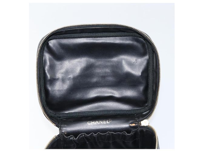 Pochette Vanity CHANEL COCO Mark in Pelle Caviar Nera Oro CC Auth gh1283 Nero D'oro - vista 9