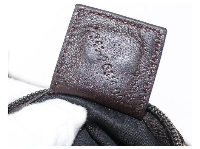 Pequin Borsa a mano in tela Pecan FENDI in nylon nero e marrone Auth bs30795 - vista 12