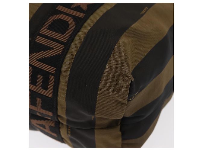 Pequin Borsa a mano in tela Pecan FENDI in nylon nero e marrone Auth bs30795 - vista 14
