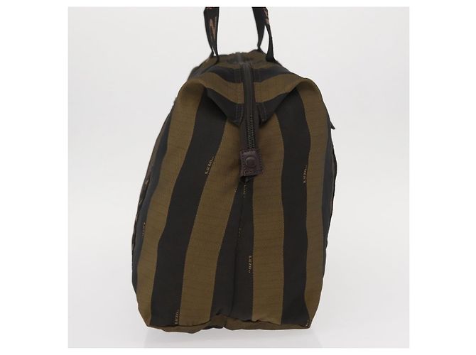 Pequin Borsa a mano in tela Pecan FENDI in nylon nero e marrone Auth bs30795 - vista 3