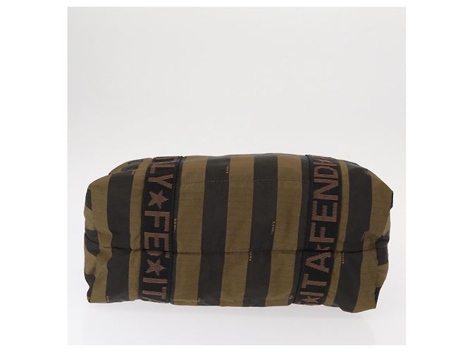 Pequin Borsa a mano in tela Pecan FENDI in nylon nero e marrone Auth bs30795 - vista 5