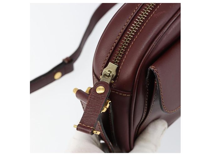 Cartier Borsa a spalla Must Line in pelle Bordeaux oro Auth BA8021 D'oro Bordò - vista 10