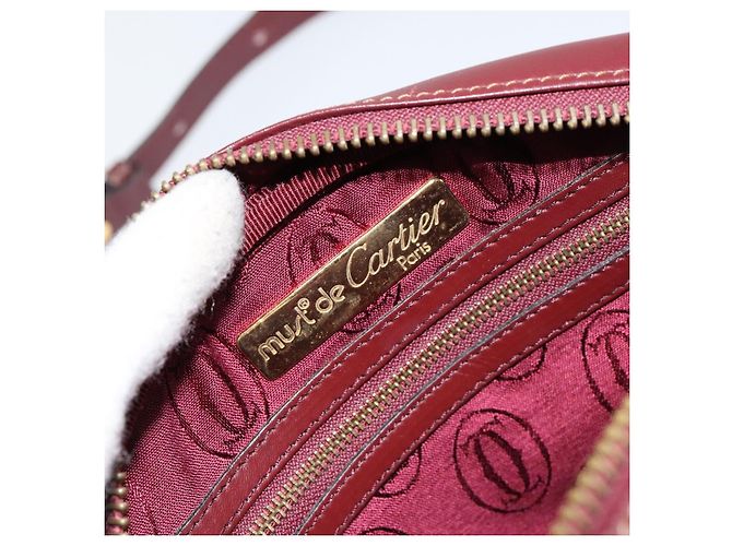 Cartier Borsa a spalla Must Line in pelle Bordeaux oro Auth BA8021 D'oro Bordò - vista 11