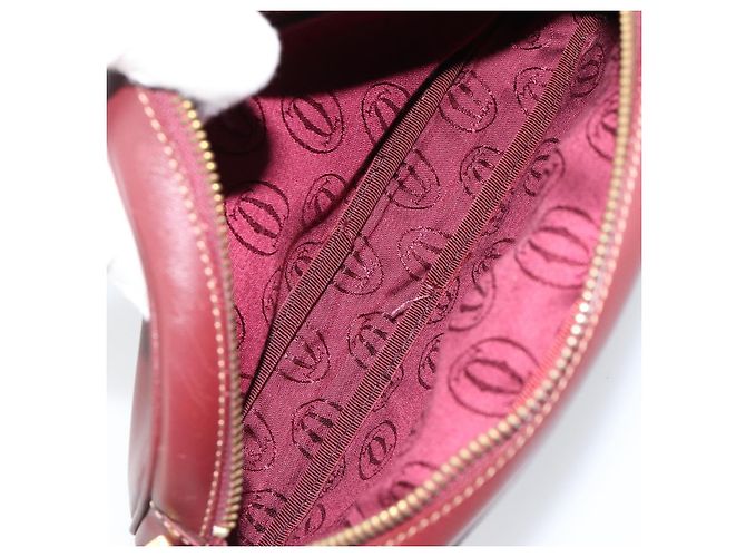 Cartier Borsa a spalla Must Line in pelle Bordeaux oro Auth BA8021 D'oro Bordò - vista 12