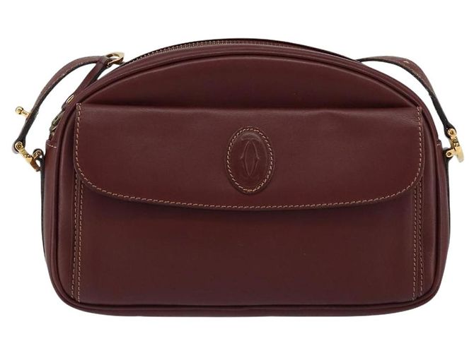 Cartier Borsa a spalla Must Line in pelle Bordeaux oro Auth BA8021 D'oro Bordò - vista 13