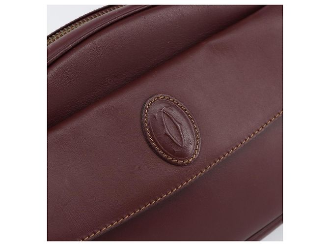 Cartier Borsa a spalla Must Line in pelle Bordeaux oro Auth BA8021 D'oro Bordò - vista 17