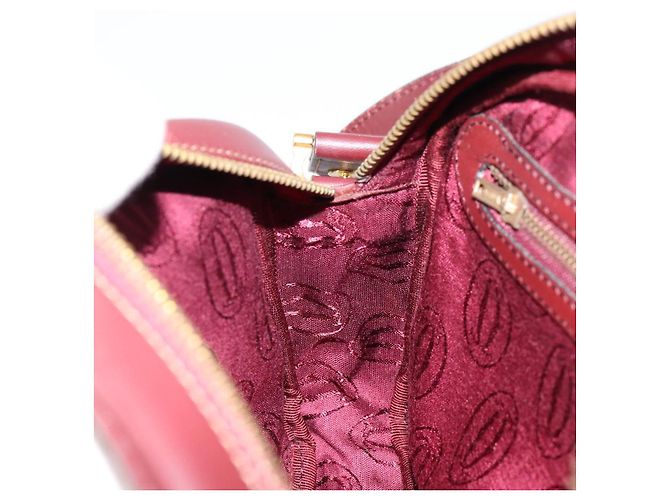 Cartier Borsa a spalla Must Line in pelle Bordeaux oro Auth BA8021 D'oro Bordò - vista 19