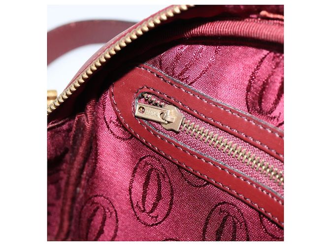Cartier Borsa a spalla Must Line in pelle Bordeaux oro Auth BA8021 D'oro Bordò - vista 20