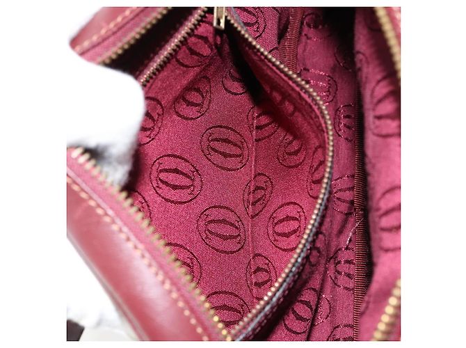 Cartier Borsa a spalla Must Line in pelle Bordeaux oro Auth BA8021 D'oro Bordò - vista 21