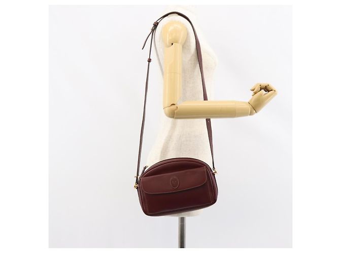 Cartier Borsa a spalla Must Line in pelle Bordeaux oro Auth BA8021 D'oro Bordò - vista 23