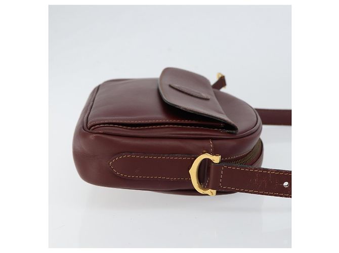Cartier Borsa a spalla Must Line in pelle Bordeaux oro Auth BA8021 D'oro Bordò - vista 3