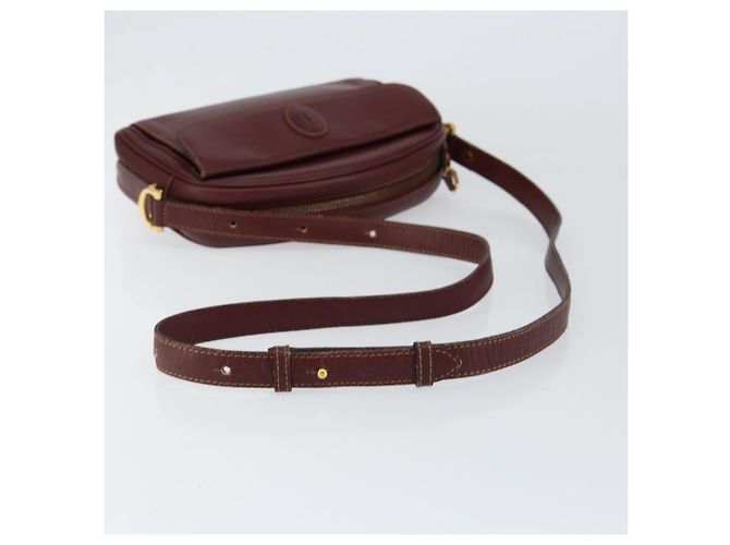 Cartier Borsa a spalla Must Line in pelle Bordeaux oro Auth BA8021 D'oro Bordò - vista 7