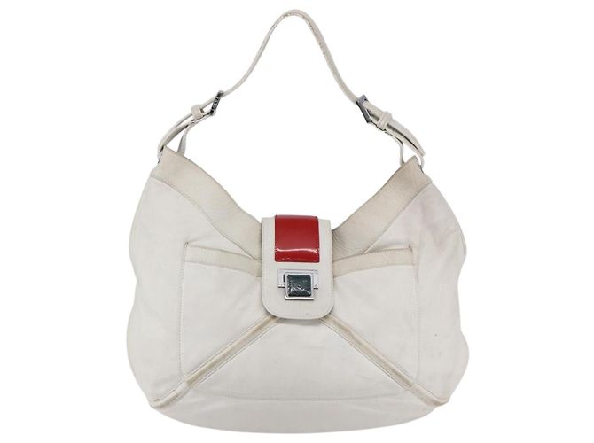 LOEWE Bolsa de Ombro Anagram Couro Branco Prata Auth bs31002 - vista 13