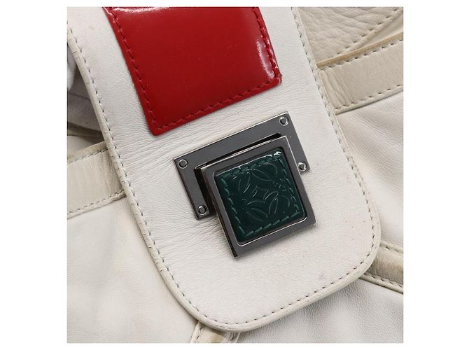 LOEWE Bolsa de Ombro Anagram Couro Branco Prata Auth bs31002 - vista 17