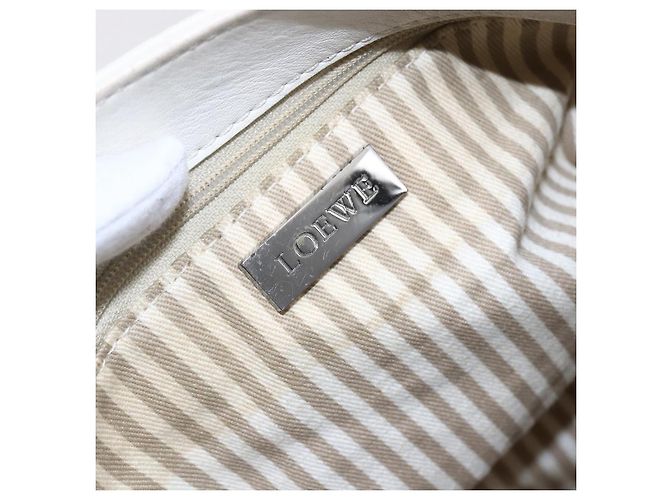 LOEWE Bolsa de Ombro Anagram Couro Branco Prata Auth bs31002 - vista 18