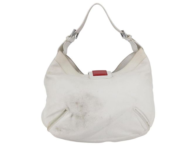 LOEWE Bolsa de Ombro Anagram Couro Branco Prata Auth bs31002 - vista 2