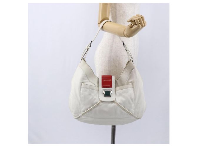 LOEWE Bolsa de Ombro Anagram Couro Branco Prata Auth bs31002 - vista 23
