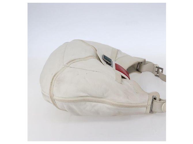 LOEWE Bolsa de Ombro Anagram Couro Branco Prata Auth bs31002 - vista 4