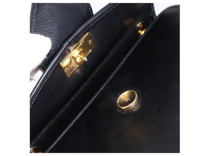 SAINT LAURENT Borsa a mano in pelle nera e oro Auth mr1566 Nero D'oro - vista 10